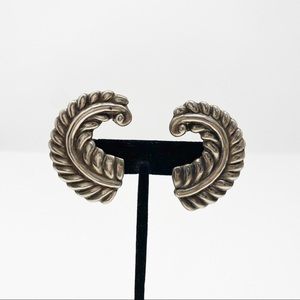 99 Villasana silver art deco leaf feather earrings